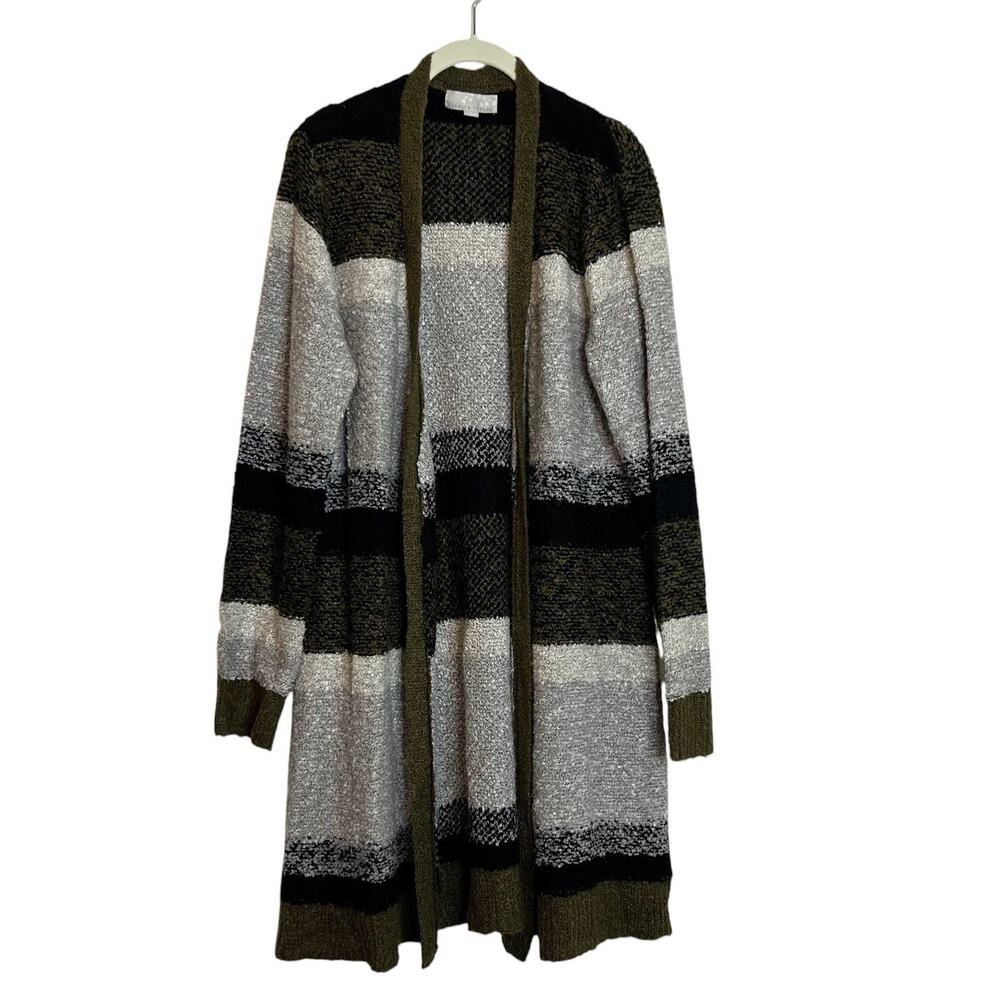 Carolyn Taylor Womens Open Front Cardigan XL Olive Earth Tones Knee Length Knit